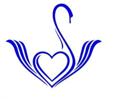 Blue swan with heart design
