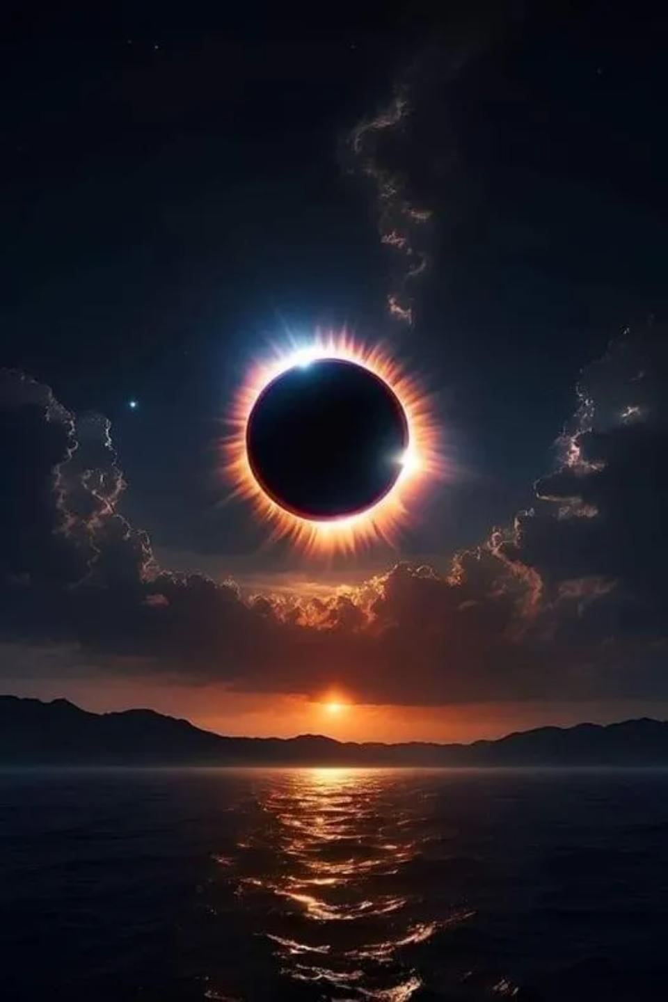 Solar eclipse over the ocean